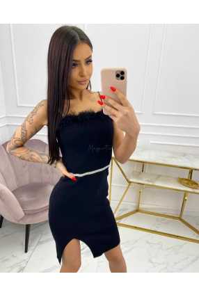 MF903 Sukienka Ladys Pióra + Cyrkonie Czarna