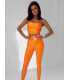 LM059 Legginsy La Monne Lycra + Pasek Neon Orange