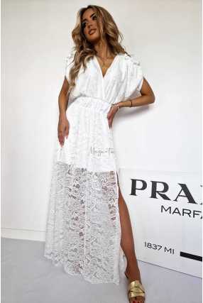 LM205 Sukienka Lace Sensual Maxi Biała