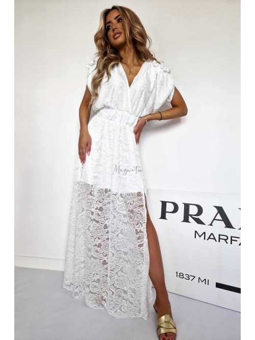 LM205 Sukienka Lace Sensual Maxi Biała