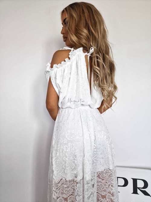 LM205 Sukienka Lace Sensual Maxi Biała
