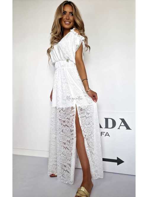 LM205 Sukienka Lace Sensual Maxi Biała