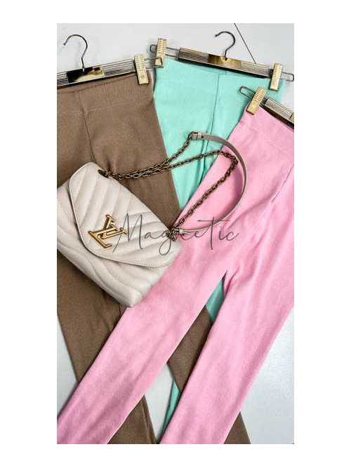 S970  Legginsy Sempre Prążek Miętowe