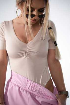 BR620 Eleganckie Body BRANDENBURG Check Beżowe