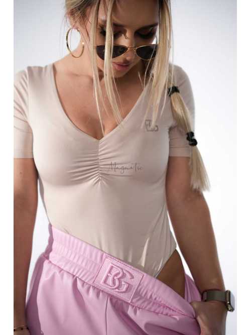 BR620 Eleganckie Body BRANDENBURG Check Beżowe