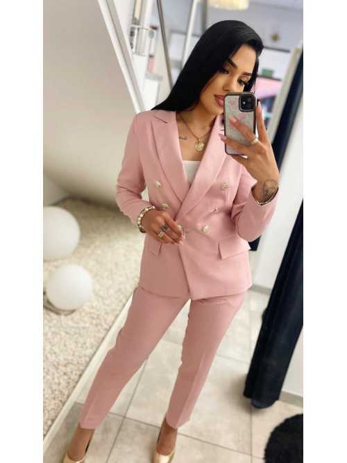 PP717  Eleganckie Spodnie Cygaretki Puder Róż