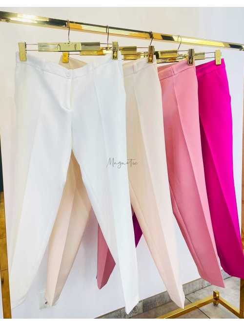 PP717  Eleganckie Spodnie Cygaretki Puder Róż