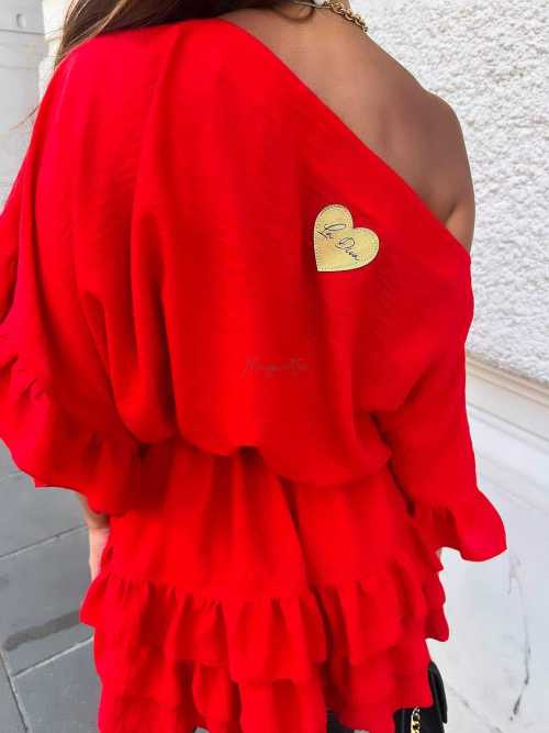 LD874 Sukienka Hiszpanka Mel Czerwona