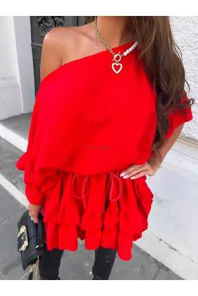 LD874 Sukienka Hiszpanka Mel Czerwona