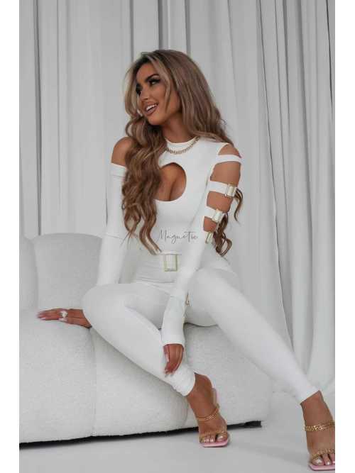 LM140 Kombinezon La Monne Gold Buckles Biały