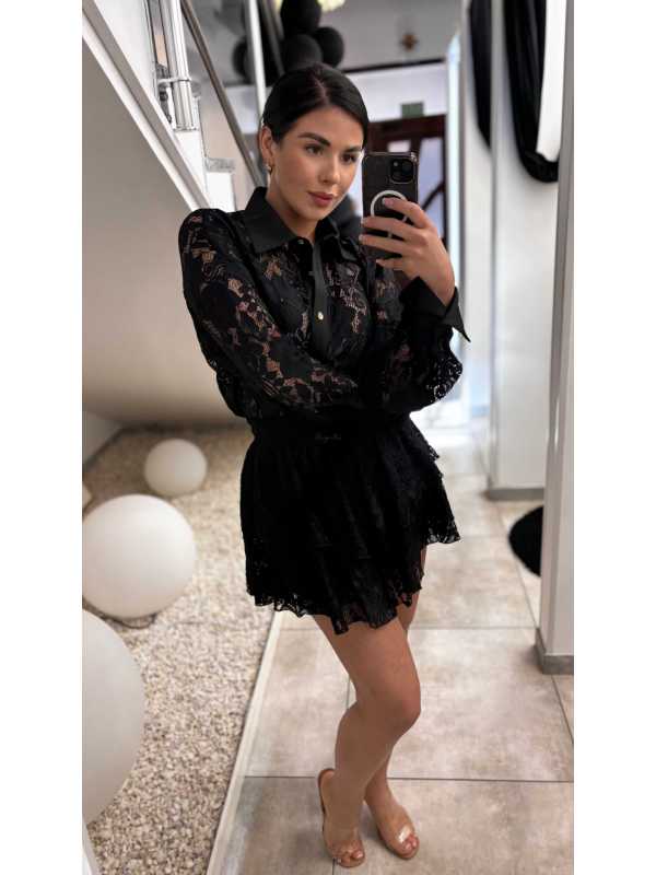 LM930 Spódnico-spodenki Koronka La Milla Czarne