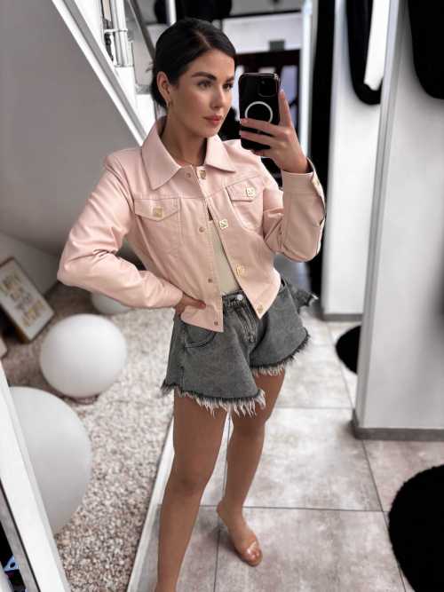 NB373 Kurtka Ramoneska + Pasek Pudrowy Róż