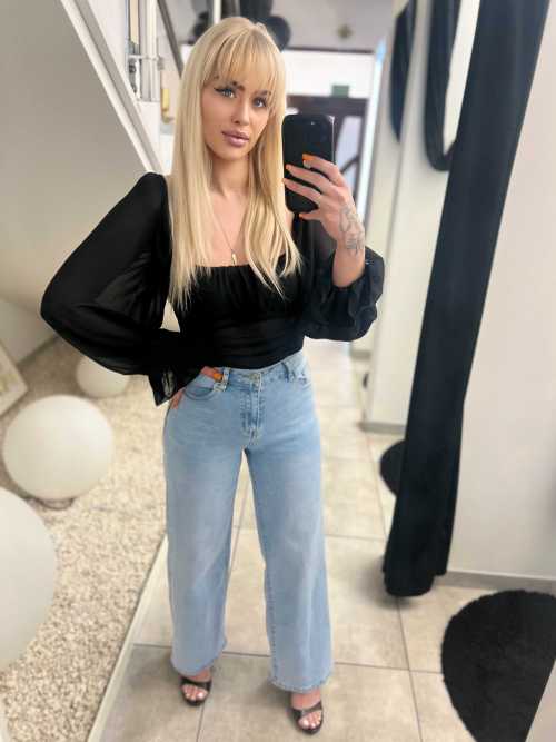 NB299 Spodnie Jasne Jeansy Wide Leg Szeroka Nogawka