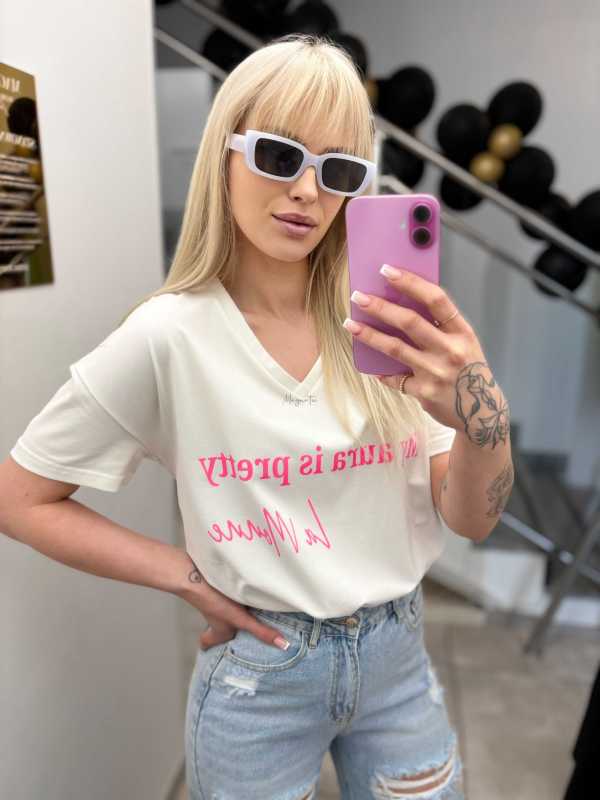 LM217 T-shirt La Monne Aura Biało-Różowy