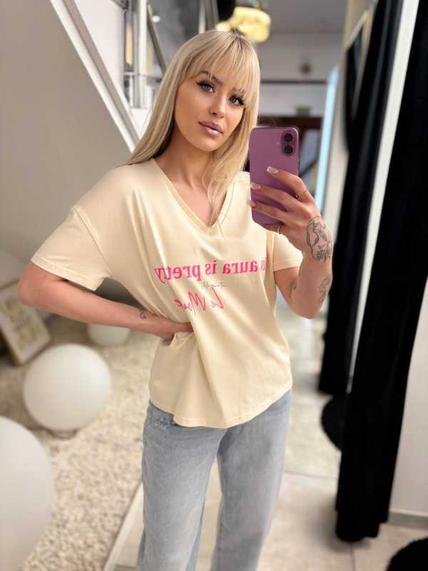 LM217 T-shirt La Monne Aura Waniliowy