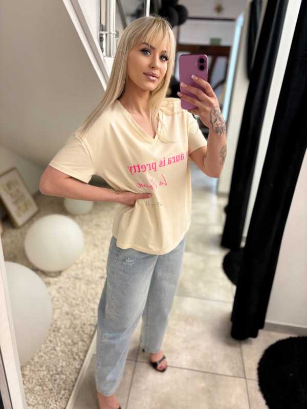 LM217 T-shirt La Monne Aura Waniliowy