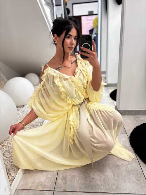 LM395 Sukienka Boho Sophia La Monne z Pasem Żółta