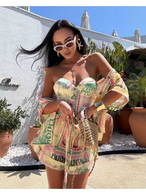 LM398 Komplet z Wiskozy Koszula Szorty Cyprus La Milla