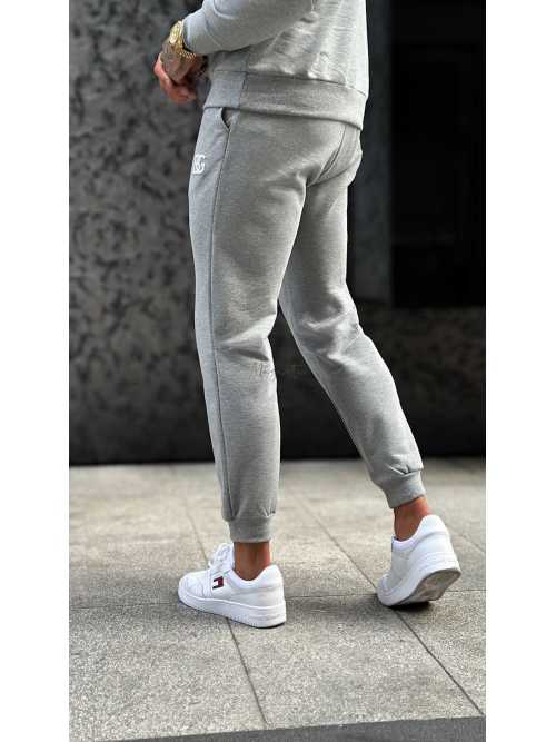 BR153 Spodnie Dresowe Męskie BRANDENBURG Classic Szary Melanż