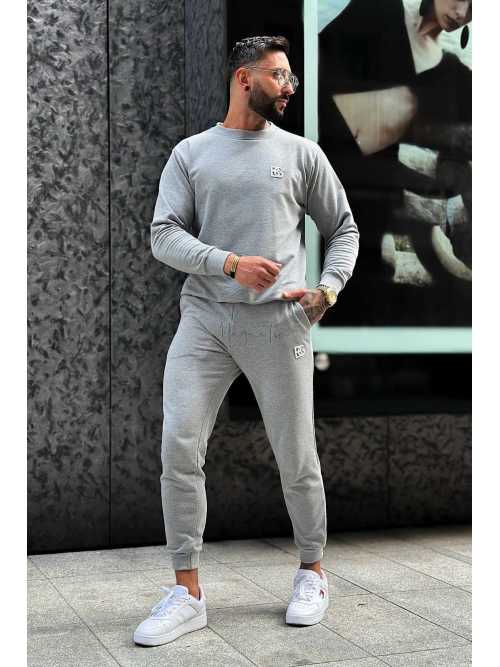 BR153 Spodnie Dresowe Męskie BRANDENBURG Classic Szary Melanż