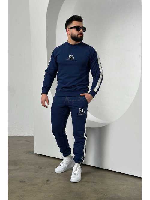 BR444 Komplet Dresowy Męski BRANDENBURG First Granatowo-Biały