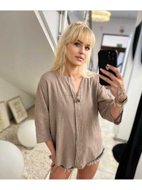 CH431 Koszula Guzik Bawełna Mocca