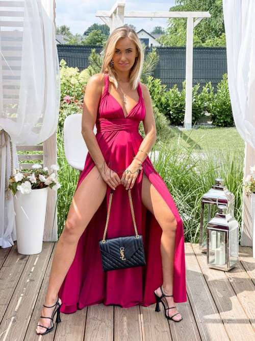 M237 Sukienka Maxi Molly Bordo