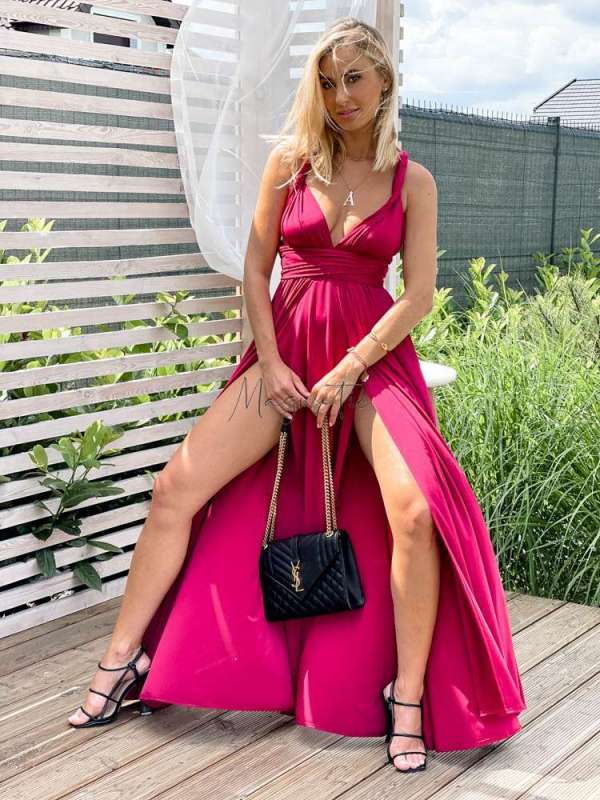 M237 Sukienka Maxi Molly Bordo