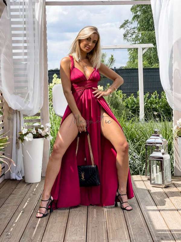 M237 Sukienka Maxi Molly Bordo