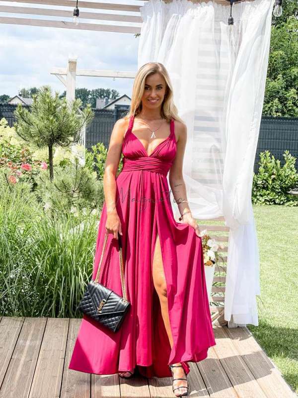 M237 Sukienka Maxi Molly Bordo