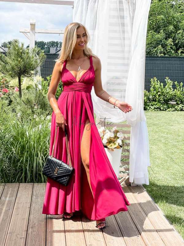 M237 Sukienka Maxi Molly Bordo