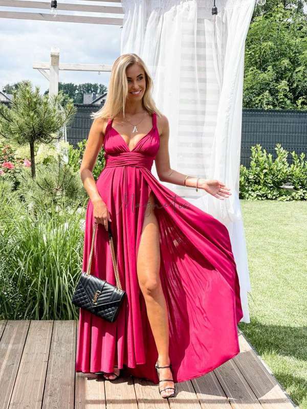 M237 Sukienka Maxi Molly Bordo