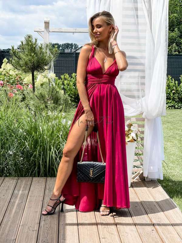 M237 Sukienka Maxi Molly Bordo