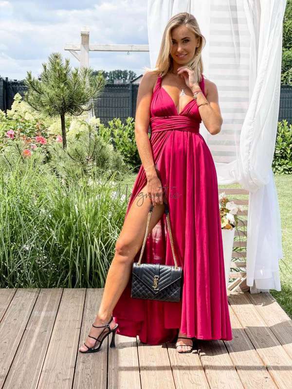 M237 Sukienka Maxi Molly Bordo