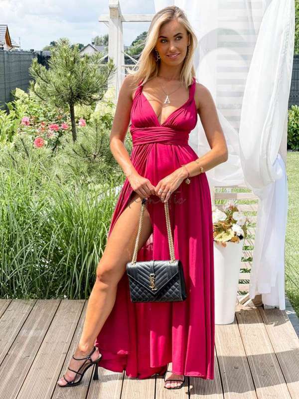 M237 Sukienka Maxi Molly Bordo