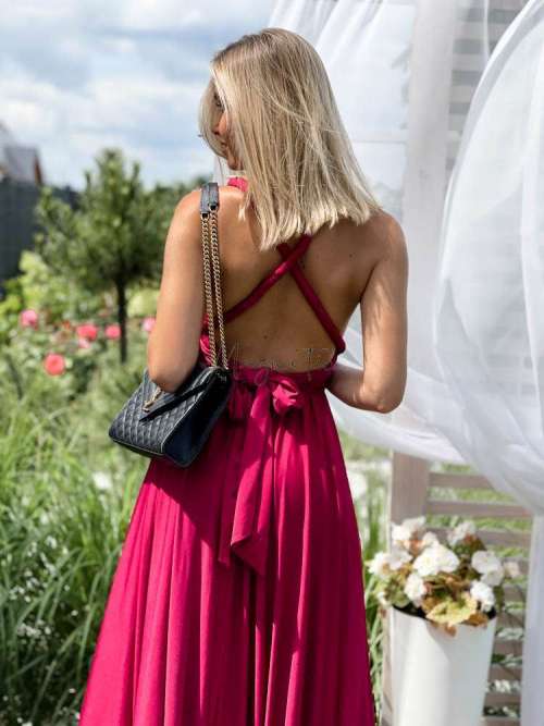 M237 Sukienka Maxi Molly Bordo
