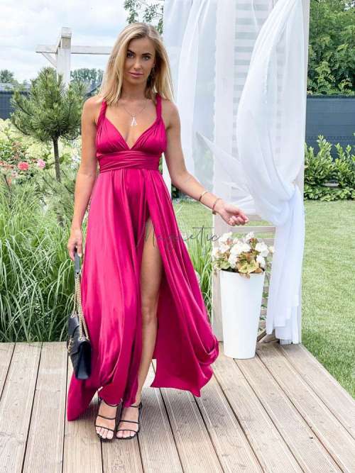 M237 Sukienka Maxi Molly Bordo