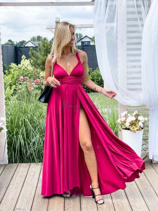 M237 Sukienka Maxi Molly Bordo