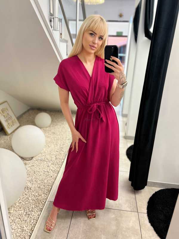 MF433 Sukienka Midi Kopertowa Fuksja