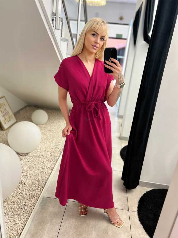 MF433 Sukienka Midi Kopertowa Fuksja