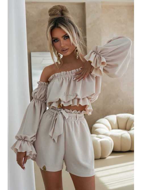 LM740 Spodenki Szorty La Monne Beżowe