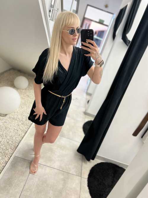 CH591 Kombinezon Muślinowy Krótki Czarny