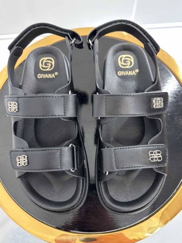 B536 Sandały Czarne na Rzepy