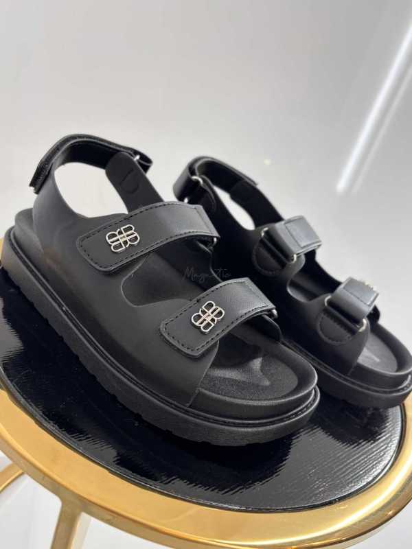 B536 Sandały Czarne na Rzepy