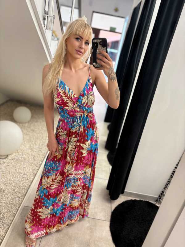 MS244 Sukienka Lindy Maxi 100% Multicolor Gold