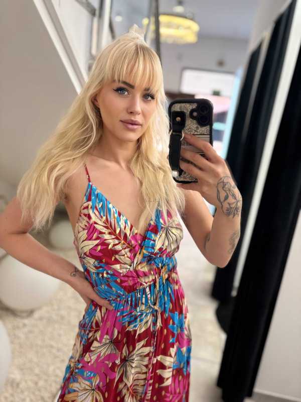 MS244 Sukienka Lindy Maxi 100% Multicolor Gold