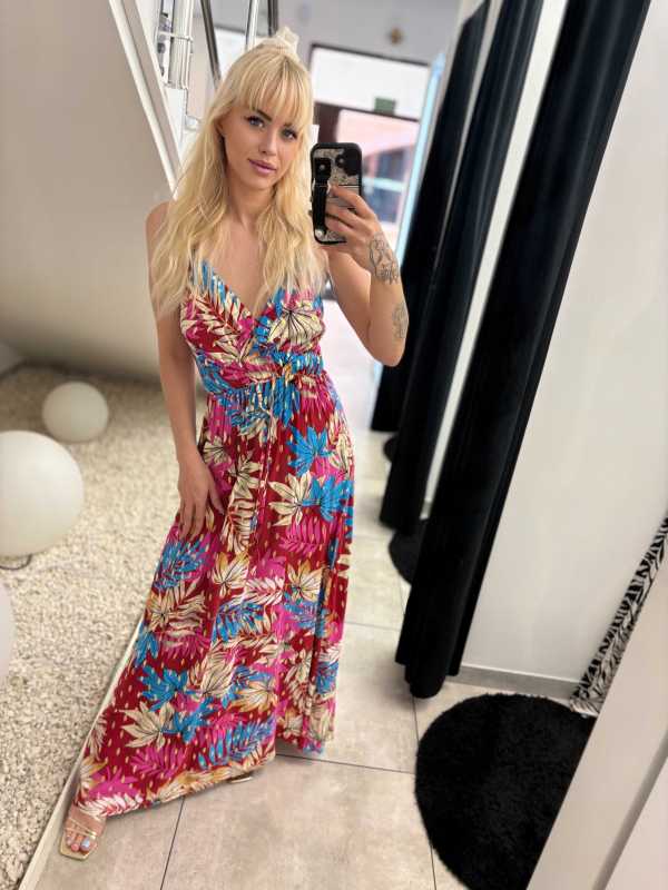 MS244 Sukienka Lindy Maxi 100% Multicolor Gold