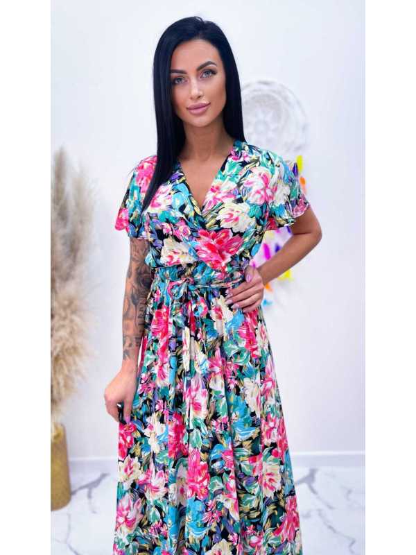 MS311 Sukienka Maxi Sonia 100% Wiskoza Sangria Multicolor