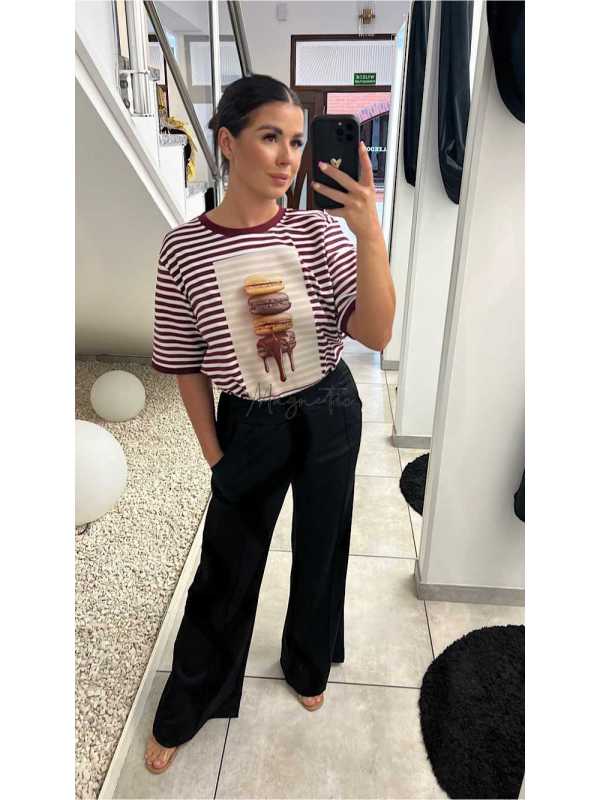 BC569 Eleganckie Spodnie Dresowe Punto Czarne