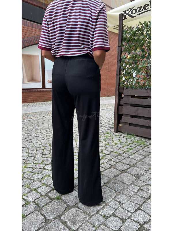 BC569 Eleganckie Spodnie Dresowe Punto Czarne